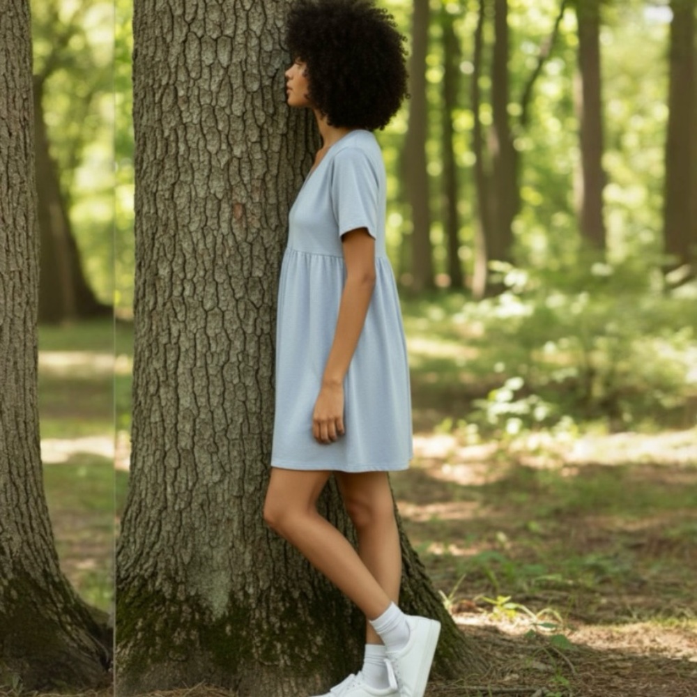 Wild Fable Blue Babydoll Seat Shirt Dress - Picture 2 of 7
